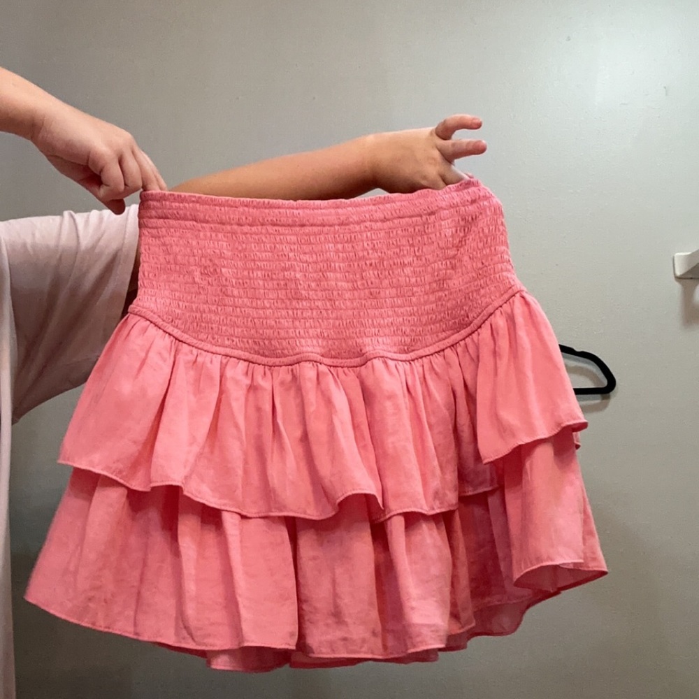 bubble gum pink ruffle skort